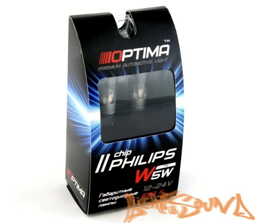 Optima Premium PHILIPS Chip2 W5W (T10), 5100K, 12-24V, 2шт