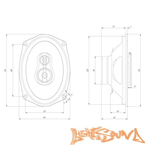 Oris Electronics JB-693Q 6x9" (16x23 см) 3-полосная коаксиальная акустическая система