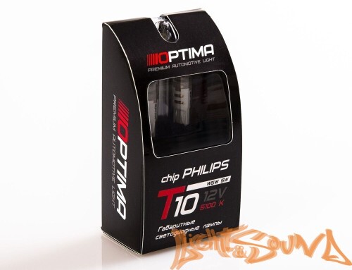 Optima Premium PHILIPS Chip W5W (T10), 5100K, 12V, (W2.1X9.5D), 2шт