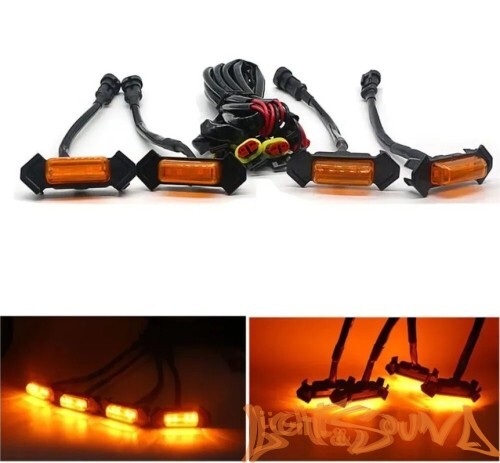 Автомобильная подсветка решетки радиатора, янтарный цвет 12V/2,2W, 4шт