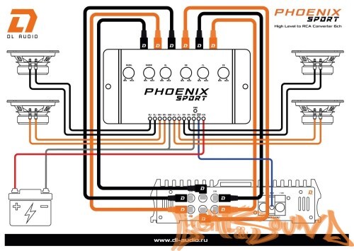 DL Audio Phoenix Sport High Level To RCA Converter 6ch преобразователь высокого уровня