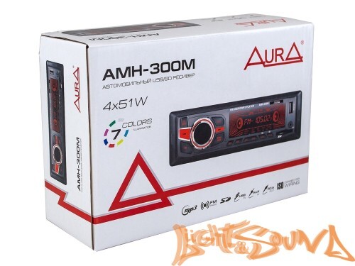 Aura AMH-300M USB-ресивер, 4x51w, USB/SD/FM/AUX, 2 RCA, iD3-TAG, мультицвет (7 цветов)