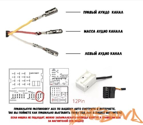 AUX - Bluetooth 12pin с микрофоном
