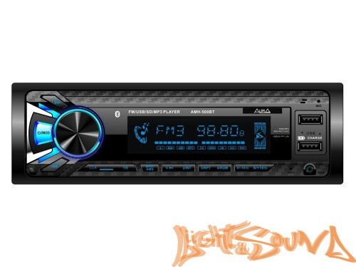 Aura AMH-500BT USB-ресивер, 4x51w, 2xUSB (1A)/SD/FM/AUX/BT, 2 RCA, iD3-TAG, съёмная панель, 7 цветов