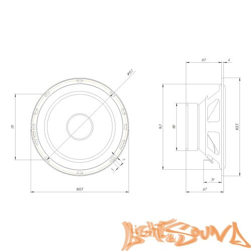 Oris Electronics JB-65SW 6.5 (16.5 см) Midbass низкочастотные динамики (1шт)