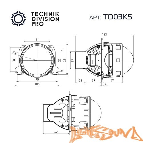 Бидиодная линза MTF light Bi-LED TECHNIK DIVISION PRO бескорпусный, линзованный, 3", 6000K, 1шт