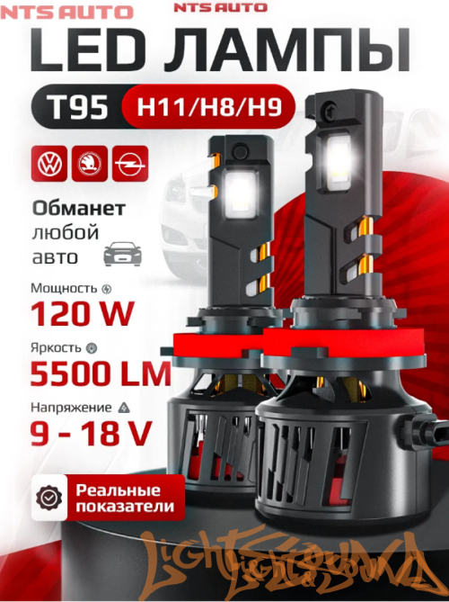 NTS AUTO T95 H8/H9/H11/H16 CANBAS 9-16V, 50W, 6300K (2шт)