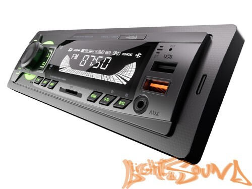 Aura Fireball-105BT USB-ресивер, 12V 4x36w, 2USB SD/FM/AUX/BT, 2 RCA, VA, зеленая подсветка