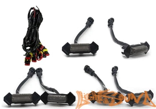 Ходовые габаритные огни в решетку радиатора черные, оранжевый цвет 12В, 5шт