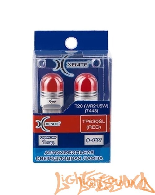 Xenite TP630SL RED 9-16V (T20/WR21/5W/7443), 2шт