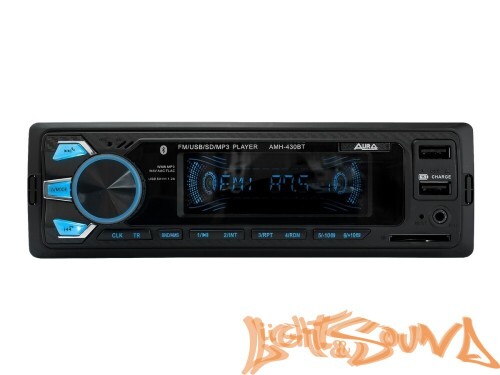 Aura AMH-430BT USB-ресивер, 4x51w, 2xUSB (1A)/SD/FM/AUX/BT, 2 RCA, iD3-TAG, мультицвет (7 цветов)