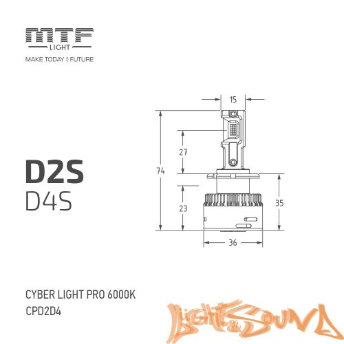 MTF Light, Cyber Light PRO, 4250lm, 42V, 35W, 6000K, кулер, D4S (2шт)