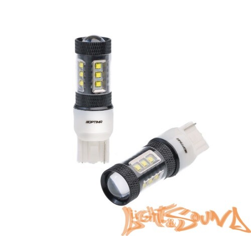 Optima Premium W21W 7440 CREE*10, 5100K, 80W, 12V (W3X16b), 1шт