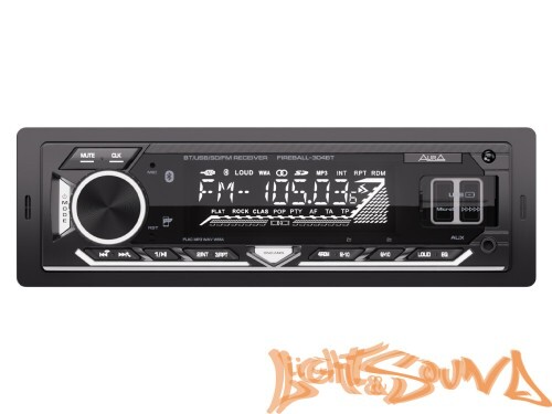 Aura Fireball-304BT USB-ресивер, 12-24V 4x36w, USB SD/FM/AUX/BT, 2 RCA, VA, белая подсветка