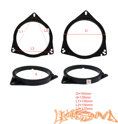 Подиумы пластиковые  POD 6.5 Toyota, Nissan, Renault, Лада 6,5" (16см, жесткие) 2шт