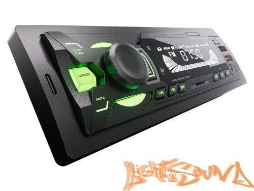 Aura Fireball-105BT USB-ресивер, 12V 4x36w, 2USB SD/FM/AUX/BT, 2 RCA, VA, зеленая подсветка