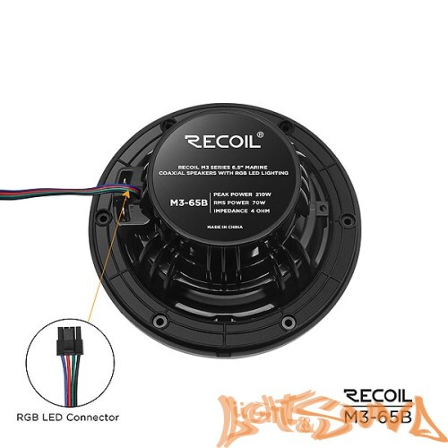 Recoil M3-65B Marine 6.5" (16,5 см), 2-полосная коаксиальная акустическая система для катера,чёрные