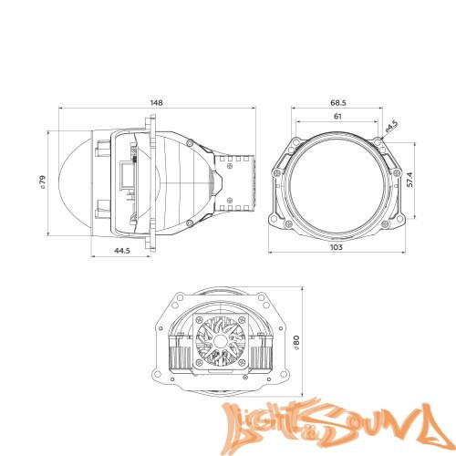 Бидиодная линза MTF light Bi-LED Cyber Light 12V ближ/дальний 57/67Вт, 3", 6000K, 1шт