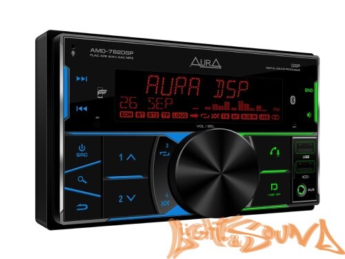 Aura AMD-782DSP 2DIN USB-ресивер, 4x51, USB/FM/AUX/BT,3RCA,DSP, RGB-подсветка