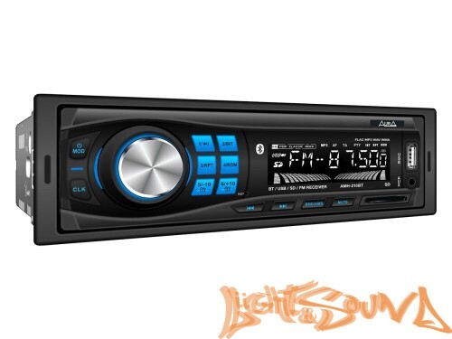 Aura AMH-215BT USB-ресивер, 4x51w, USB SD/FM/AUX/BT, 2 RCA, VA дисплей, синяя подсветка