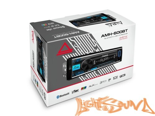 Aura AMH-600BT USB-ресивер, 4x51w,USB (1A)/FM/AUX/BT, 3 RCA, iD3-TAG, вход адаптера кнопок на руле