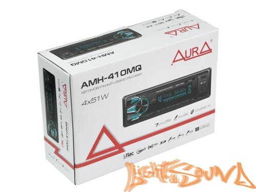 Aura AMH-410MQ USB-ресивер, 4x51w, 2xUSB (2A)/SD/FM/AUX, 2 RCA, iD3-TAG, мультицвет (7 цветов)