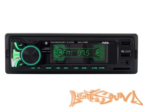 Aura AMH-420BT USB-ресивер, 4x51w, 2xUSB (1A)/SD/FM/AUX/BT, 2 RCA, iD3-TAG, мультицвет (7 цветов)