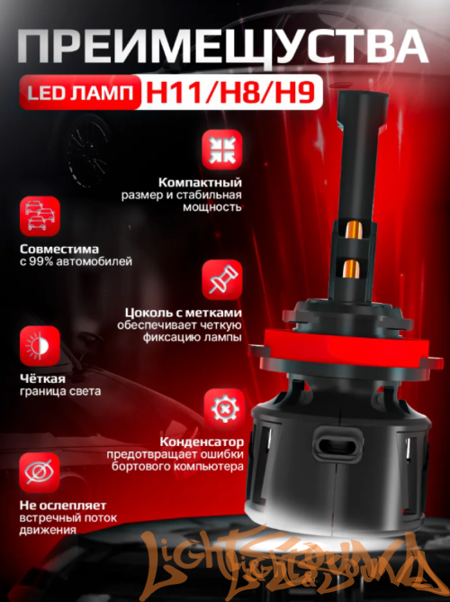 NTS AUTO T95 H8/H9/H11/H16 CANBAS 9-16V, 50W, 6300K (2шт)