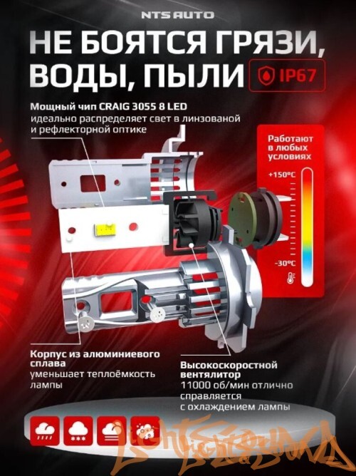 NTS AUTO A53 H7/H18, 12-24V, 12W, 6300K (2шт)